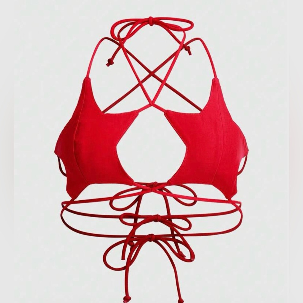 Strappy Red Lace-Up Top